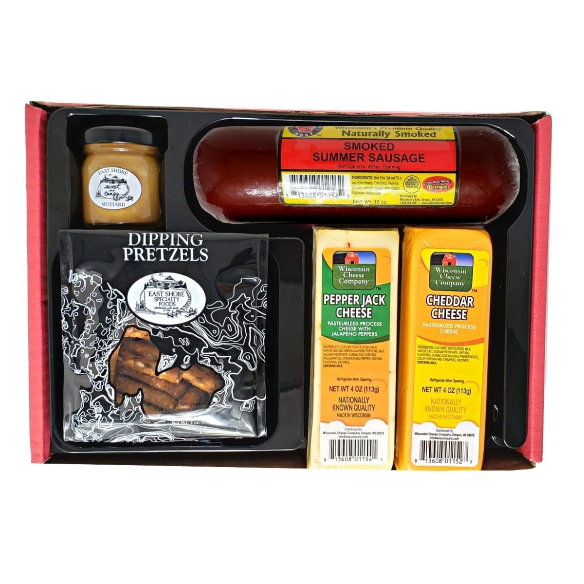 Wisconsin's Best Wisconsin Cheese Company's Gourmet Wisconsin Cheese, Sausage And Dipping Pretzel Gift Basket, Assort In Assorted Pre- Pack