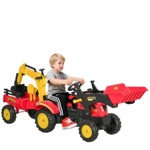 Детская игрушка Aosom Pedal Excavator Ride-On Toy, 70.5"L x 16.5"W x 23.25"H, 77 lbs Capacity, Ages 3+