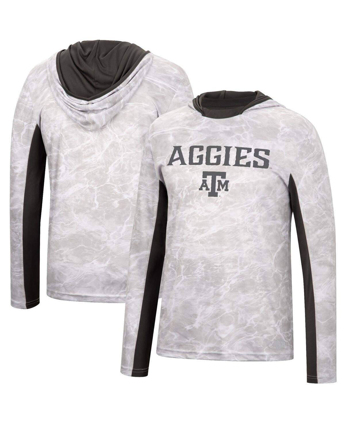 Colosseum Men's  White Texas A&m Aggies Mossy Oak Spf 50 Performance Long Sleeve Hoodie T-shirt