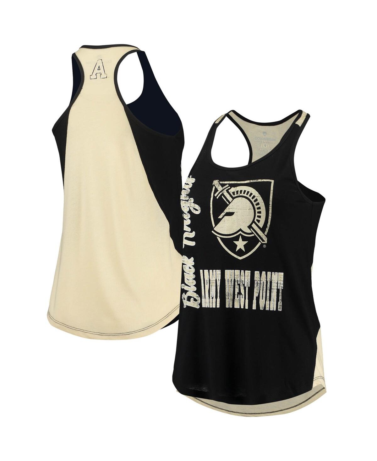 Women's Colosseum Black, Gold Army Black Knights George Glass 2-Hit Scoop Neck Racerback Tank Top - Black, Gold