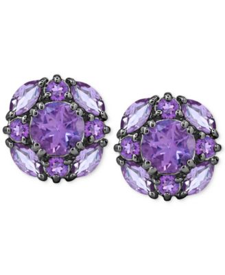 Amethyst (1-7/8 ct. t.w.) & Pink Amethyst (1 ct. t.w.) Cluster Stud Earrings in Sterling Silver