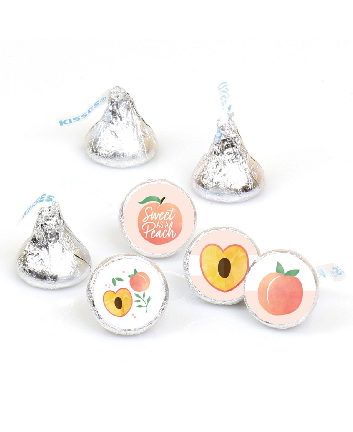 Big Dot of Happiness Sweet as a Peach - Fruit Themed Baby Shower or Birthday Party Round Candy Sticker Favors - Labels Fit Chocolate Candy 108 Ct