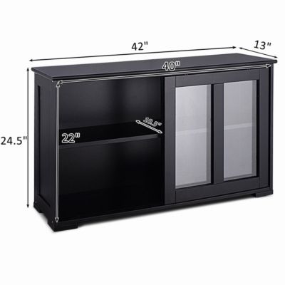 Storage Cabinet Sideboard Buffet Cupboard Glass Sliding Door