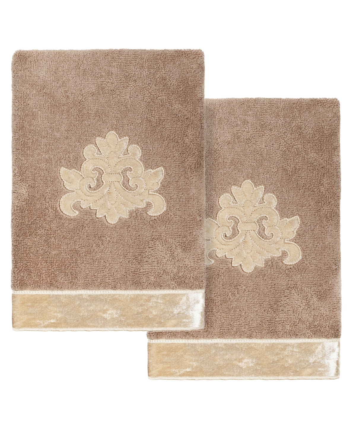 Linum Home Turkish Cotton May Embellished 2-pc. Hand Towel Set In Cocoa