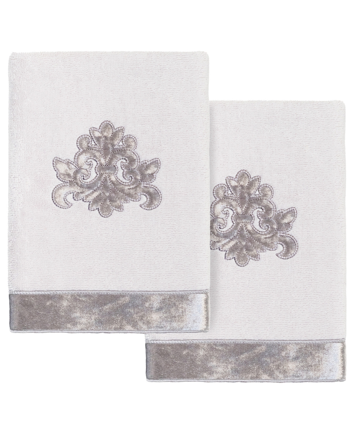 Linum Home Turkish Cotton May Embellished 2-pc. Hand Towel Set In Silver