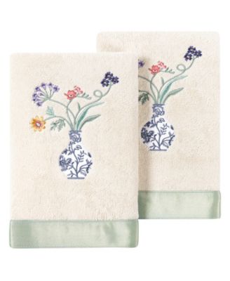 Turkish Cotton Stella Embellished 2-Pc. Hand Towel Set