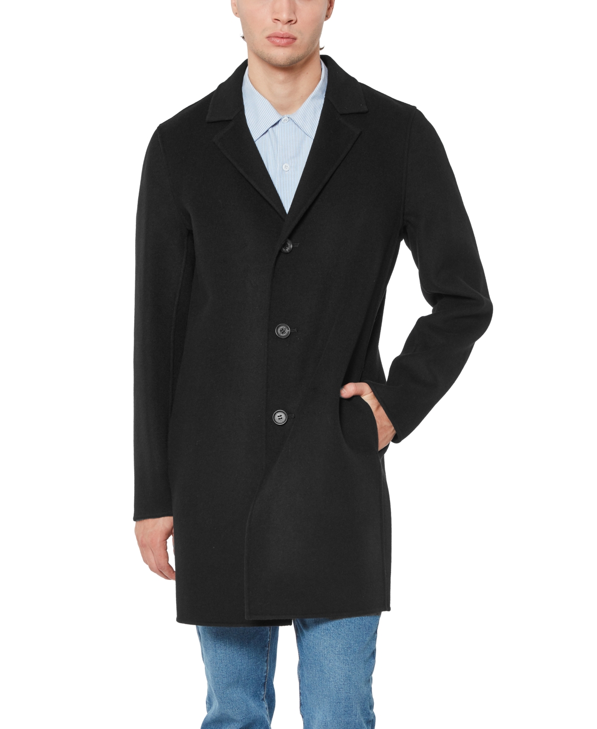 Vince Camuto 3 Button Notch Collar Wool Blend Coat In Black | ModeSens