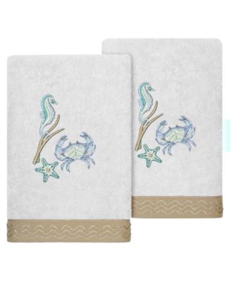 Turkish Cotton Aaron Embellished 2-Pc. Hand Towel Set
