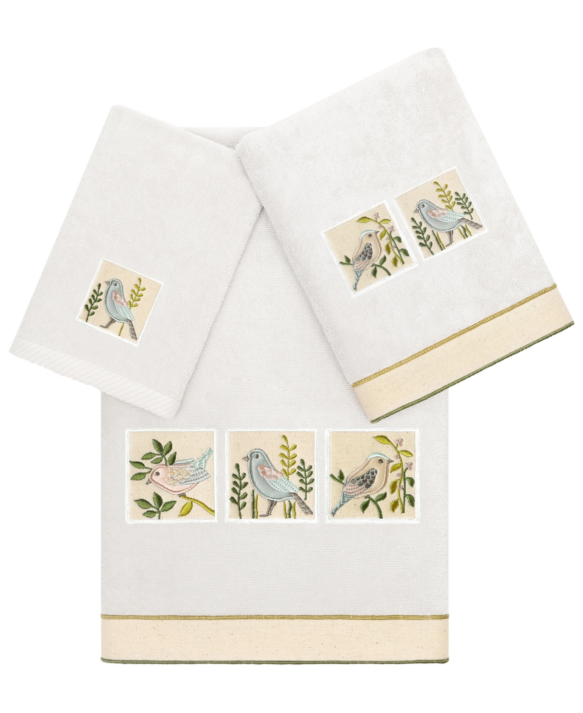 Linum Home Textiles Turkish Cotton Belinda Embellished Towel Set, 3 Piece Bedding In Silver