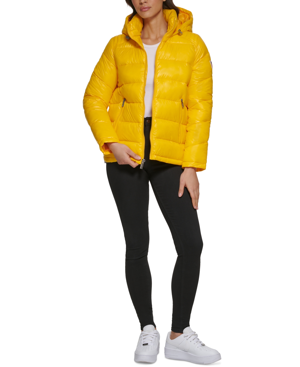 Yellow guess puffer jacket cheap