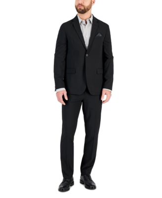 Vince Camuto Screen Weave Polyester Blend Suit In Charcoal
