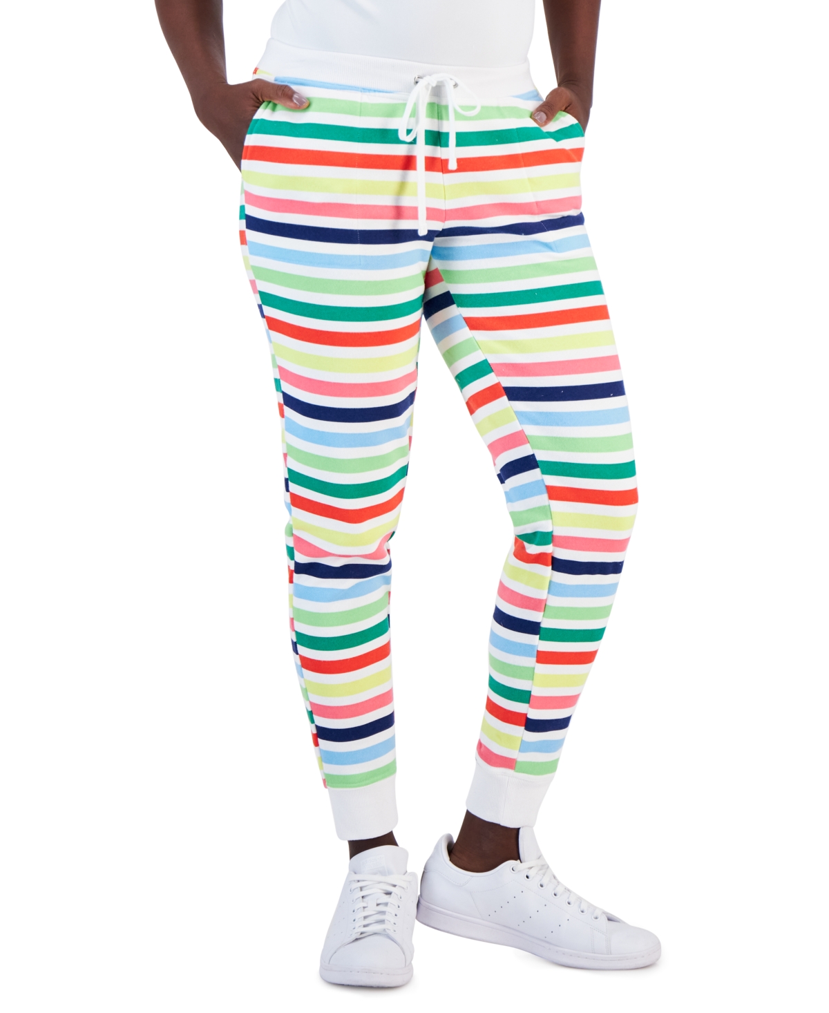 Charter Club Women's Printed Stripe Matching Jogger Pants, Created for Macy's