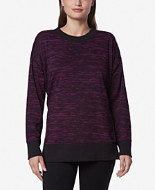 Women's Printed Tunic Length Pullover Top with Side Vents