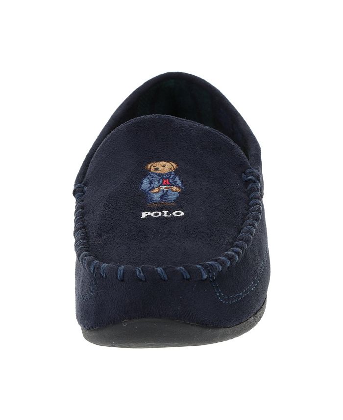 Ralph Lauren Men's Declan Bear Moccasin Slipper Black