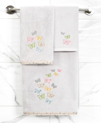 Turkish Cotton Mariposa Embellished 2-Pc. Hand Towel Set