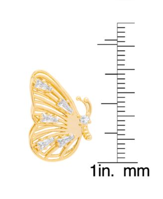 Gold Plated Cubic Zirconia Butterfly Stud Earrings