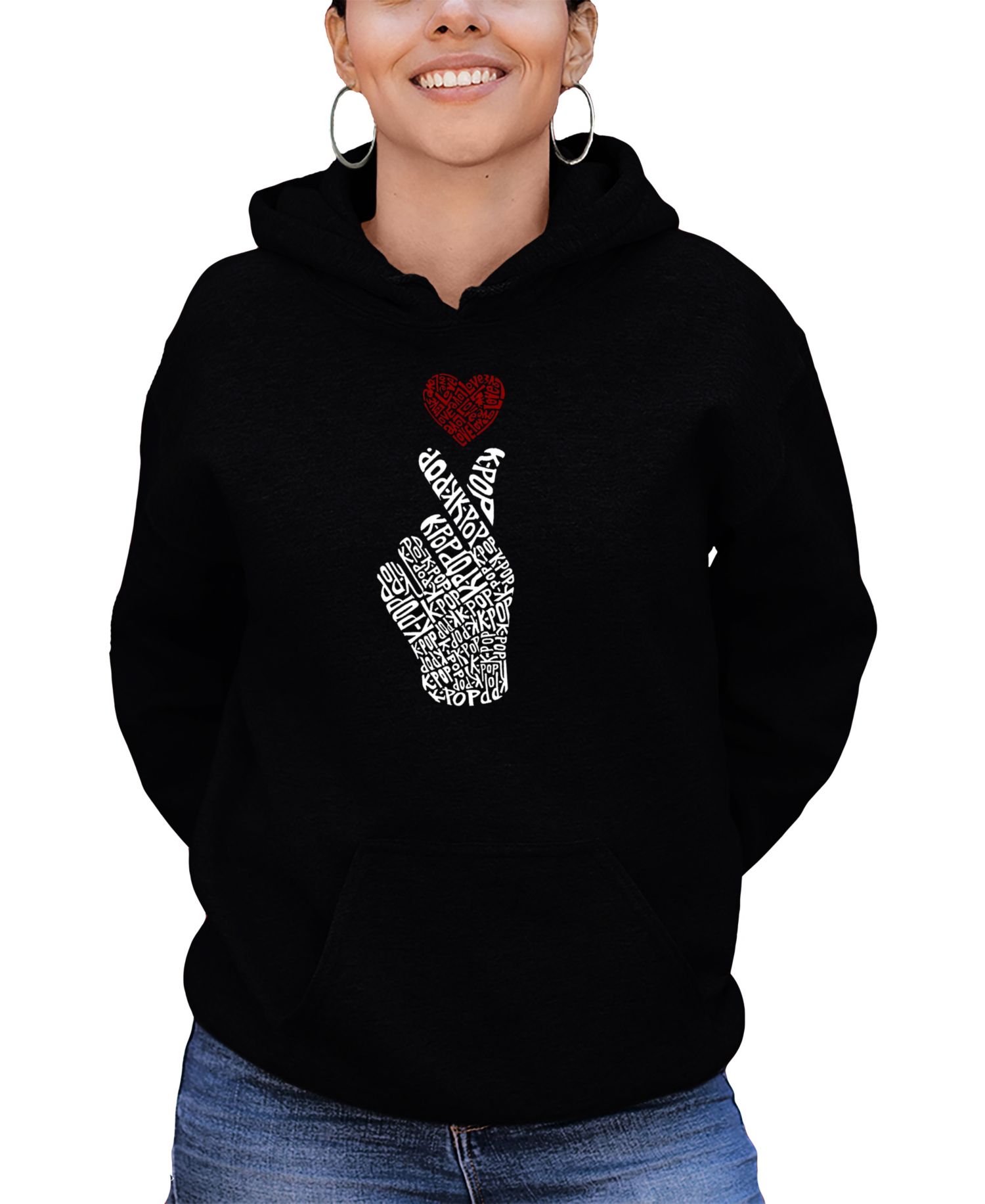 Women's K-Pop Word Art Hooded Sweatshirt