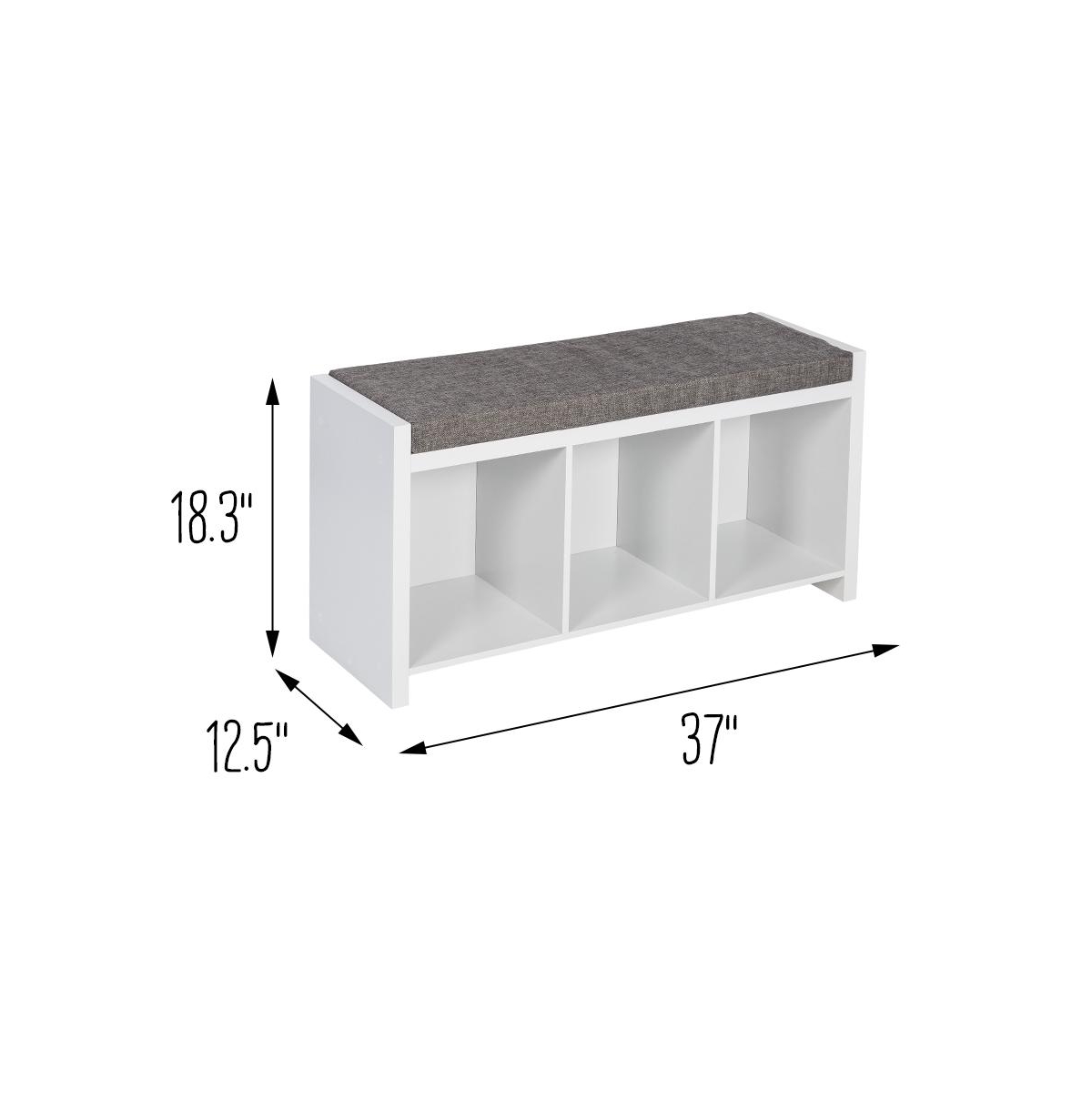 Honey Can Do Cube Organizer Bench with Shoe Storage and Seat Cushion