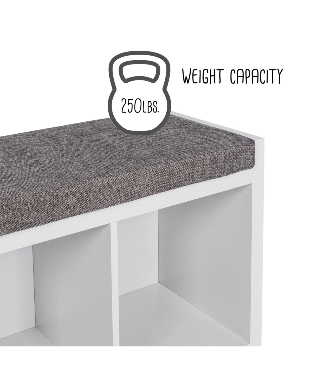 Honey Can Do Cube Organizer Bench with Shoe Storage and Seat Cushion