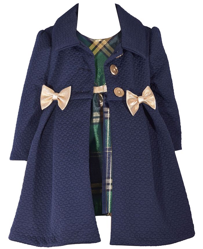 Bonnie Jean Toddler Girls Plaid Dress with Matching Jacquard Knit