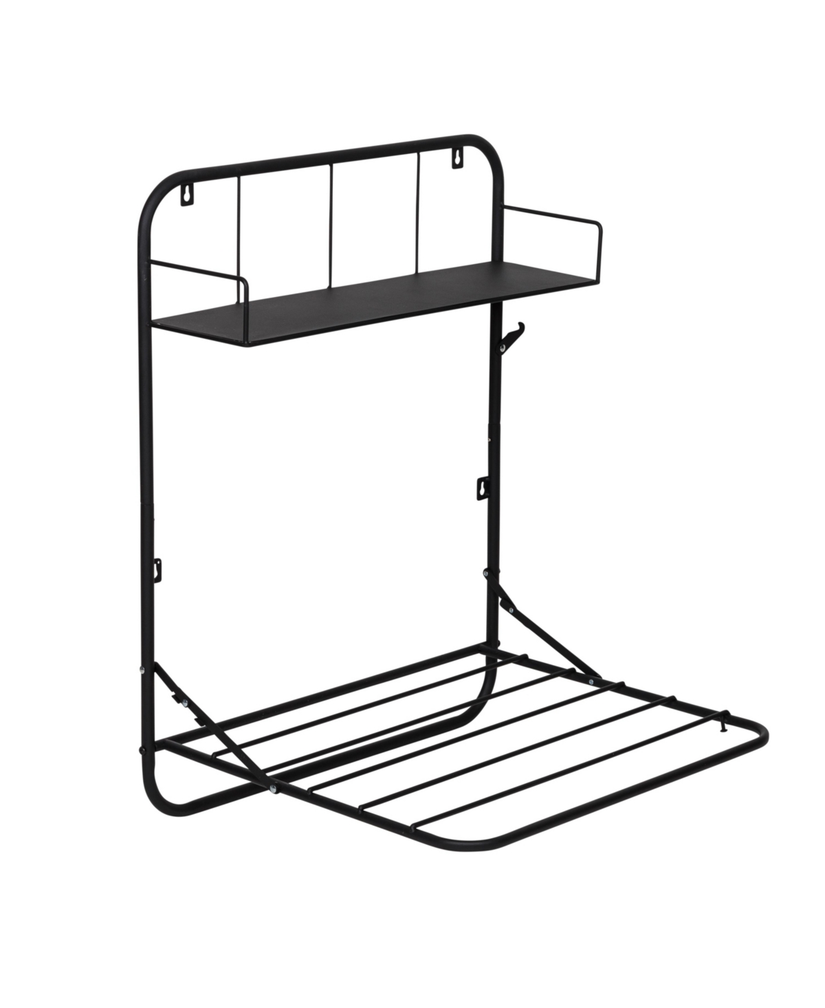 Honey Can Do Collapsible Wall-mounted Clothes Drying Rack With Shelf In Black