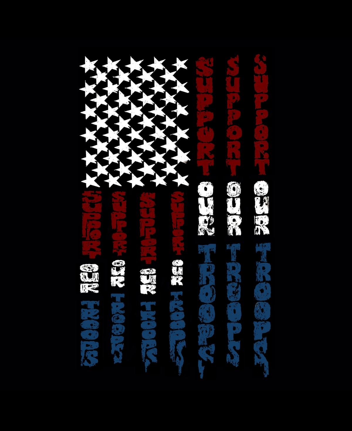 La Pop Art Women's Raglan Support Our Troops Word Art T-shirt - White