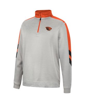 Men's Gray and Orange Oregon State Beavers Bushwood Fleece Quarter-Zip Jacket