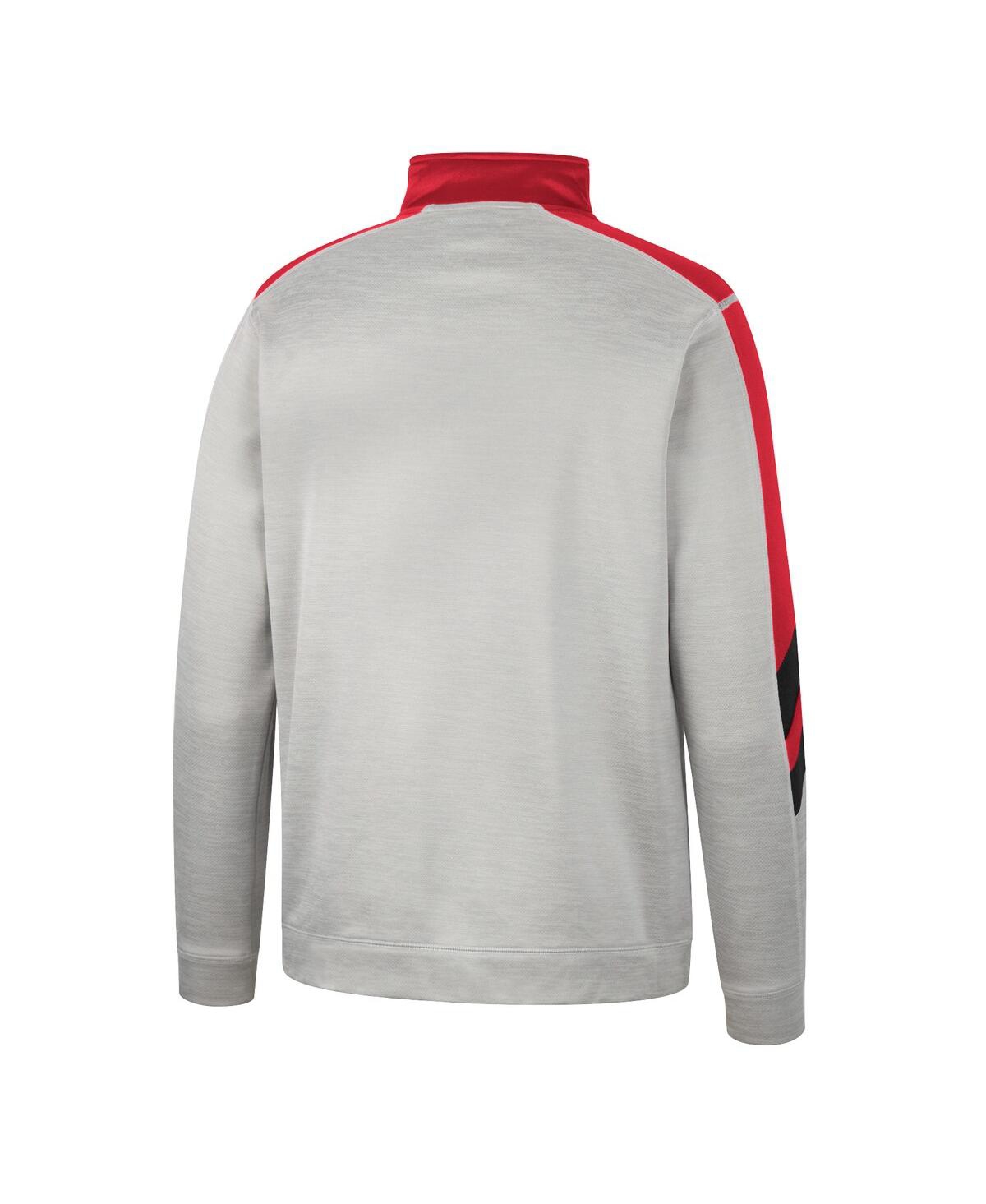 Shop Colosseum Men's  Gray And Red Maryland Terrapins Bushwood Fleece Quarter-zip Jacket In Gray,red