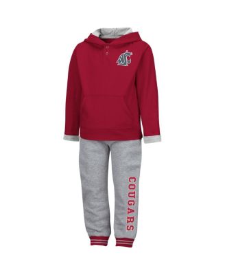 Toddler Boys Crimson and Heathered Gray Washington State Cougars Poppies Pullover Hoodie and Sweatpants Set