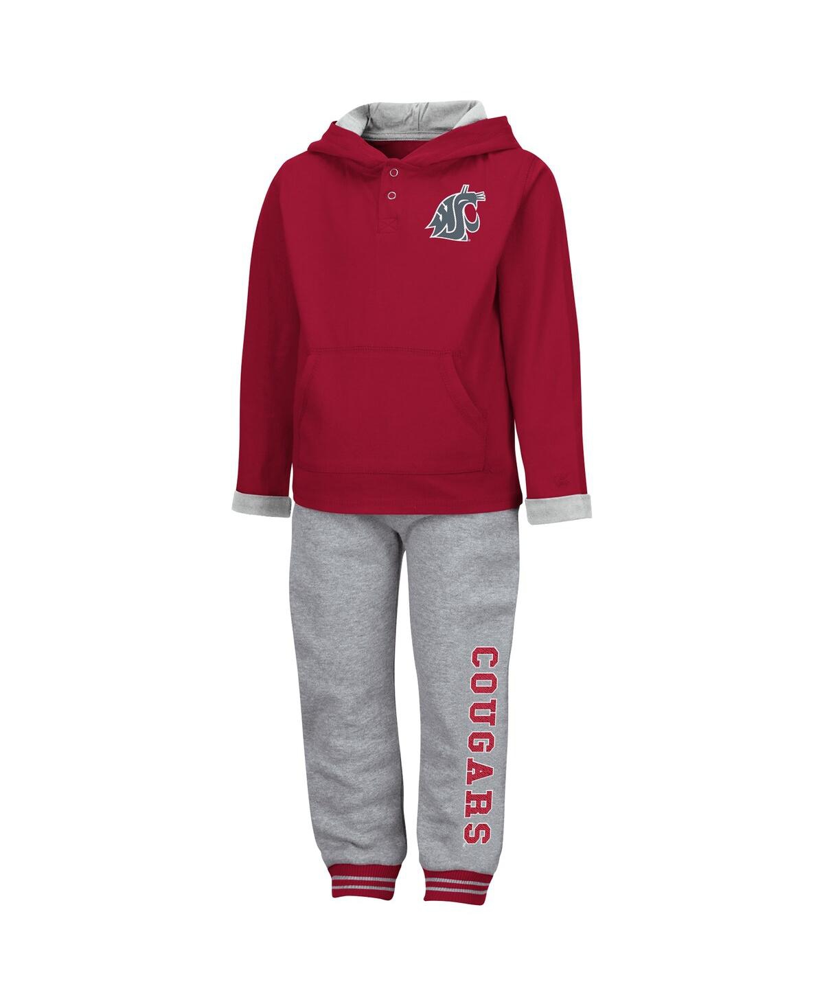 Shop Colosseum Toddler Boys  Crimson And Heathered Gray Washington State Cougars Poppies Pullover Hoodie A In Crimson,heathered Gray