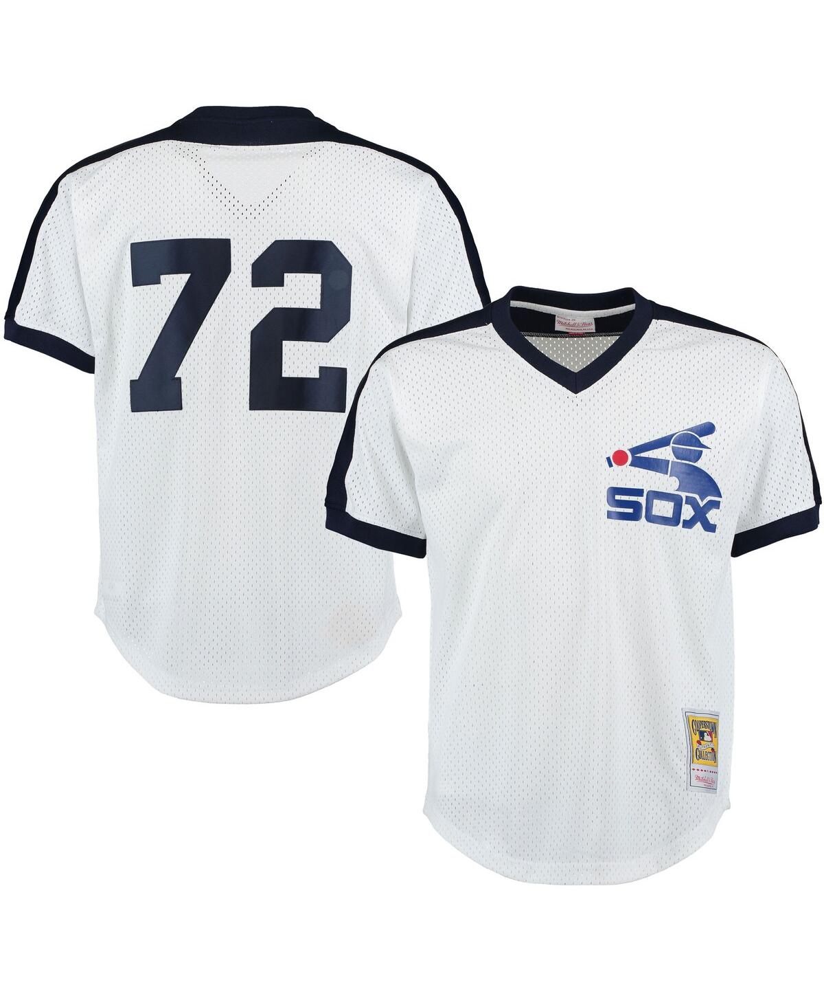 Men's Mitchell & Ness Carlton FiskChicagoSox Cooperstown Mesh Batting Practice Jersey - White