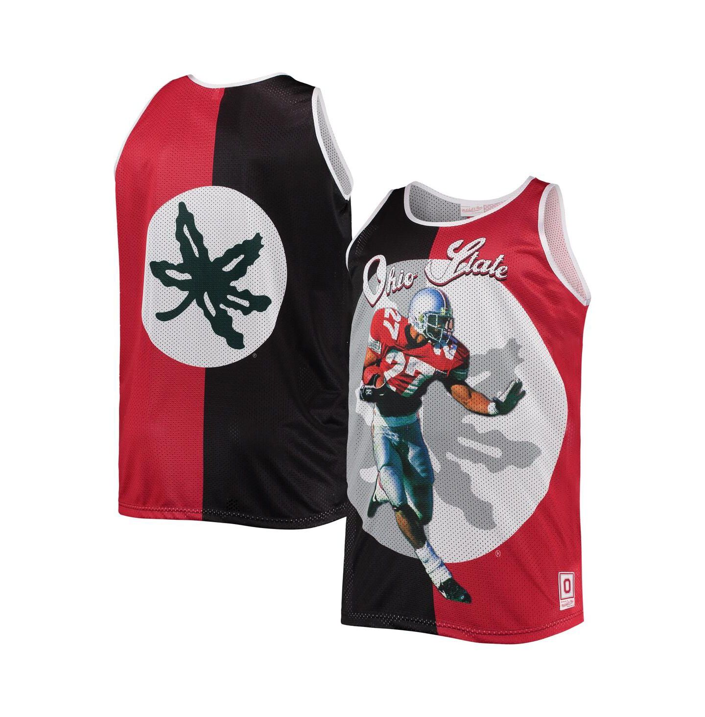 Мужской топ Mitchell & Ness Eddie George Black, Scarlet Ohio State Buckeyes Sublimated Player Big and Tall — фото 1