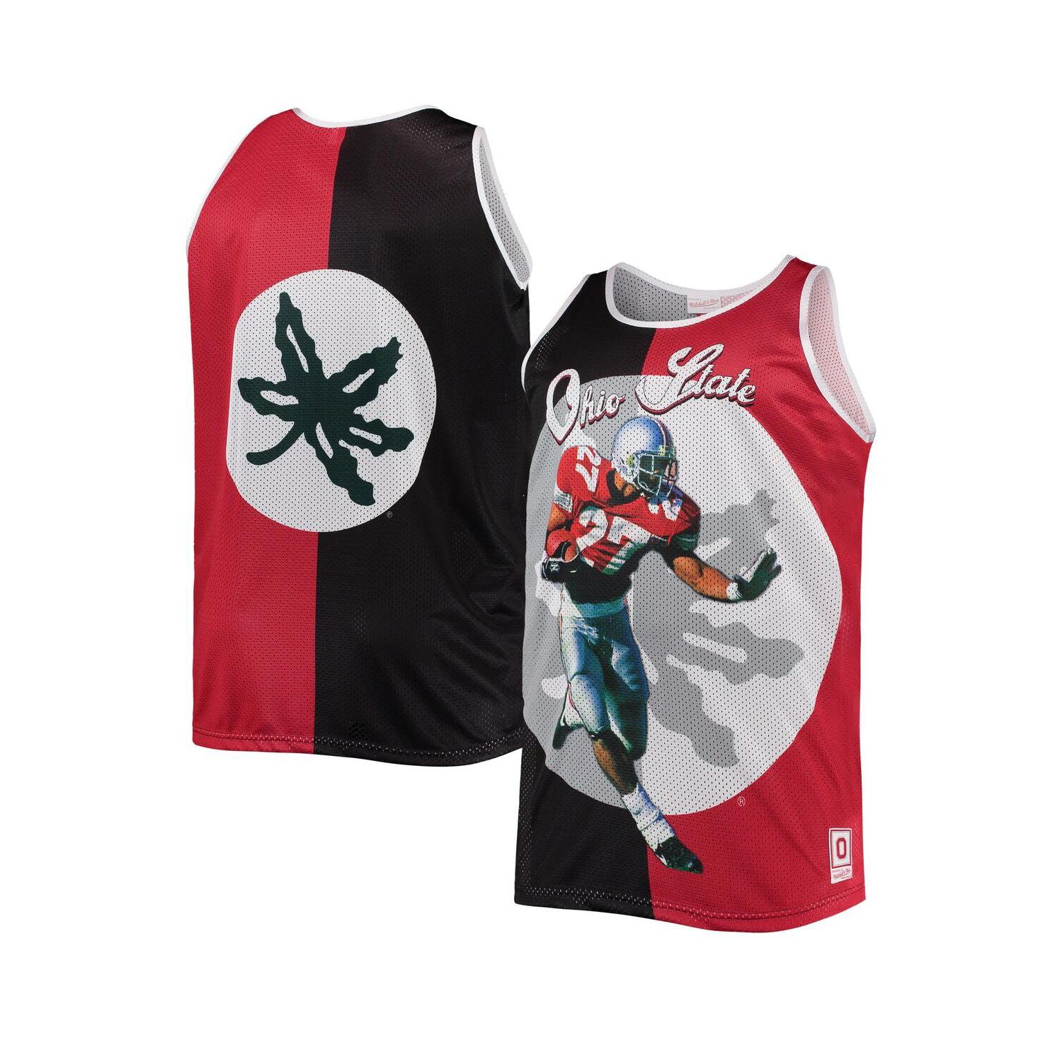 Men's Eddie George Black, Scarlet Ohio State Buckeyes Sublimated Player Big and Tall Tank Top