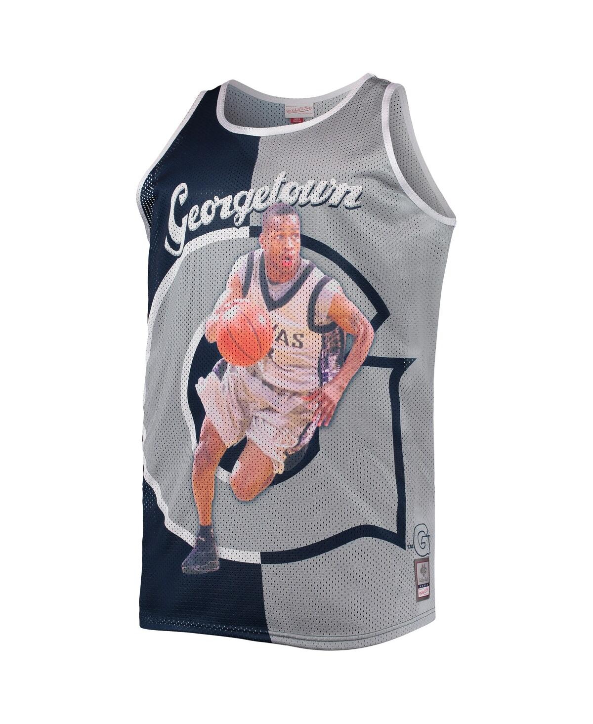 Mitchell & Ness Men's  Allen Iverson Navy, Gray Georgetown Hoyas Sublimated Player Big And Tall Tank In Navy,gray