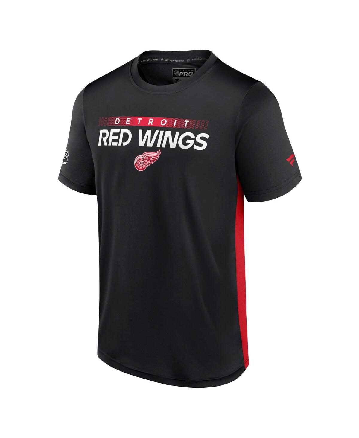 Fanatics Branded Black/red Detroit Red Wings Authentic Pro Rink Tech T-shirt In Black,red