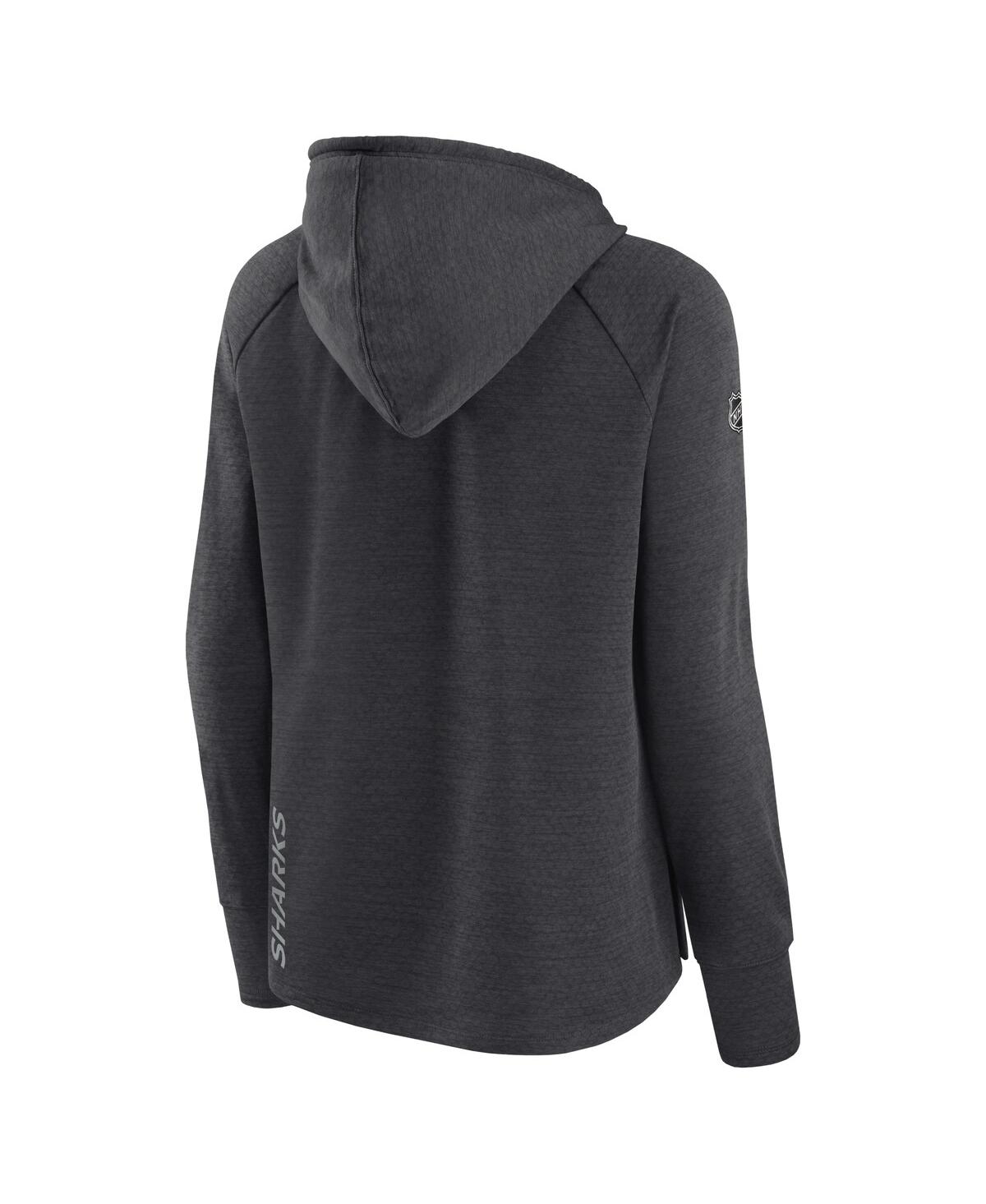 Women's FanaticsSan Jose Sharks Authentic Pro Road Performance Raglan Pullover Hoodie - Heather Charcoal