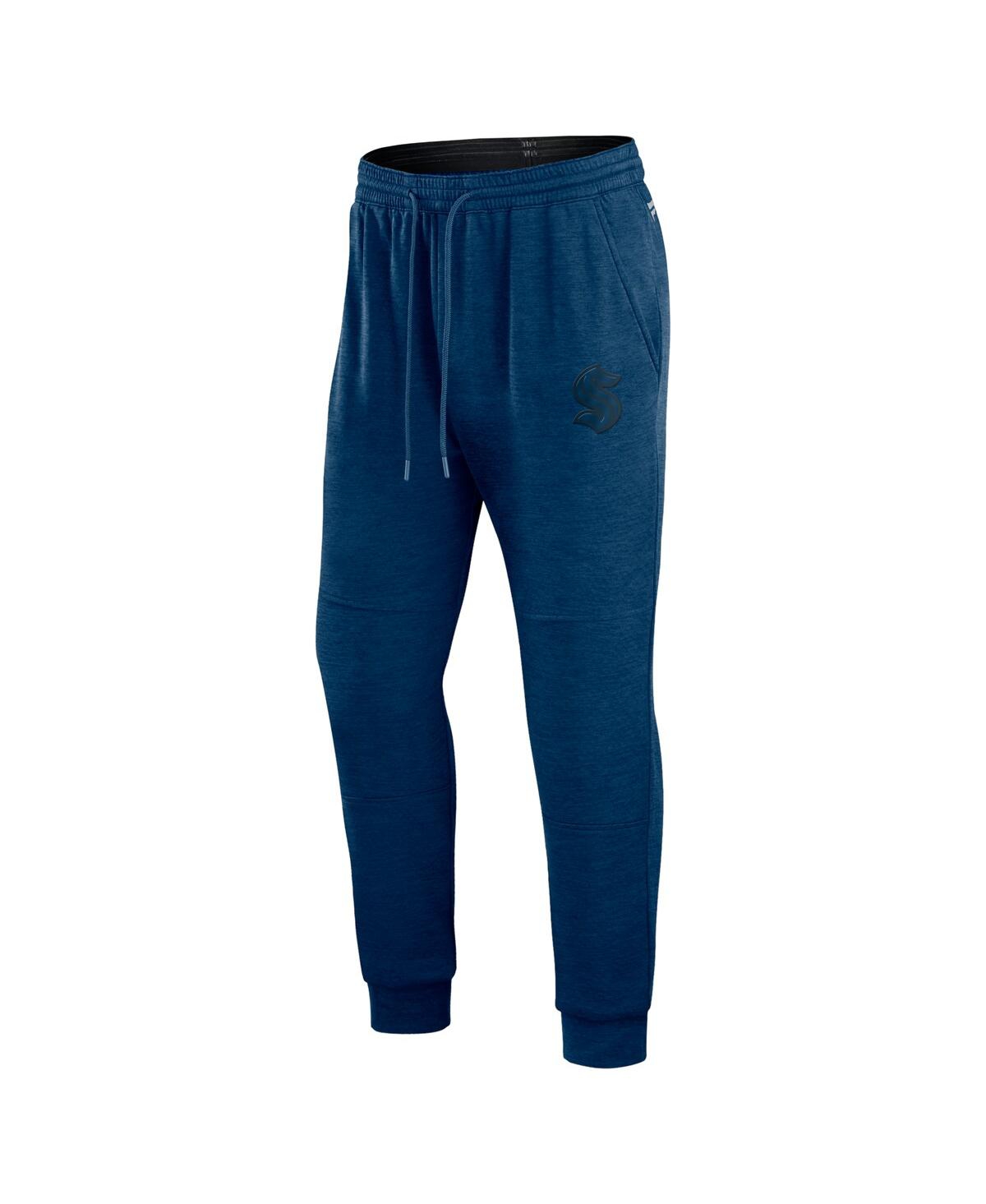 Shop Fanatics Men's  Heather Deep Sea Blue Seattle Kraken Authentic Pro Road Jogger Sweatpants