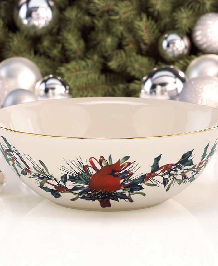 Lenox Winter Greetings Serving Bowl: Cardinal & Holly Design, 11 - View #8