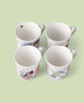 Butterfly Meadow Assorted Bird Flutter Mugs, Set of 4