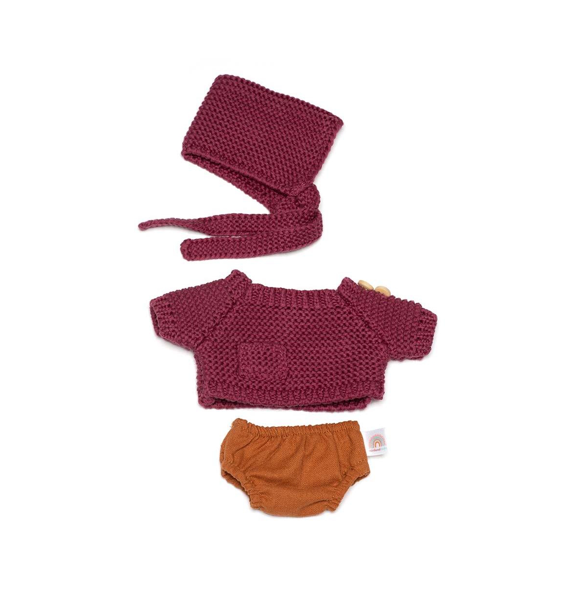 Miniland Kids' Dune 8.25" Boy Clothing Toy Set In Brown And Pink