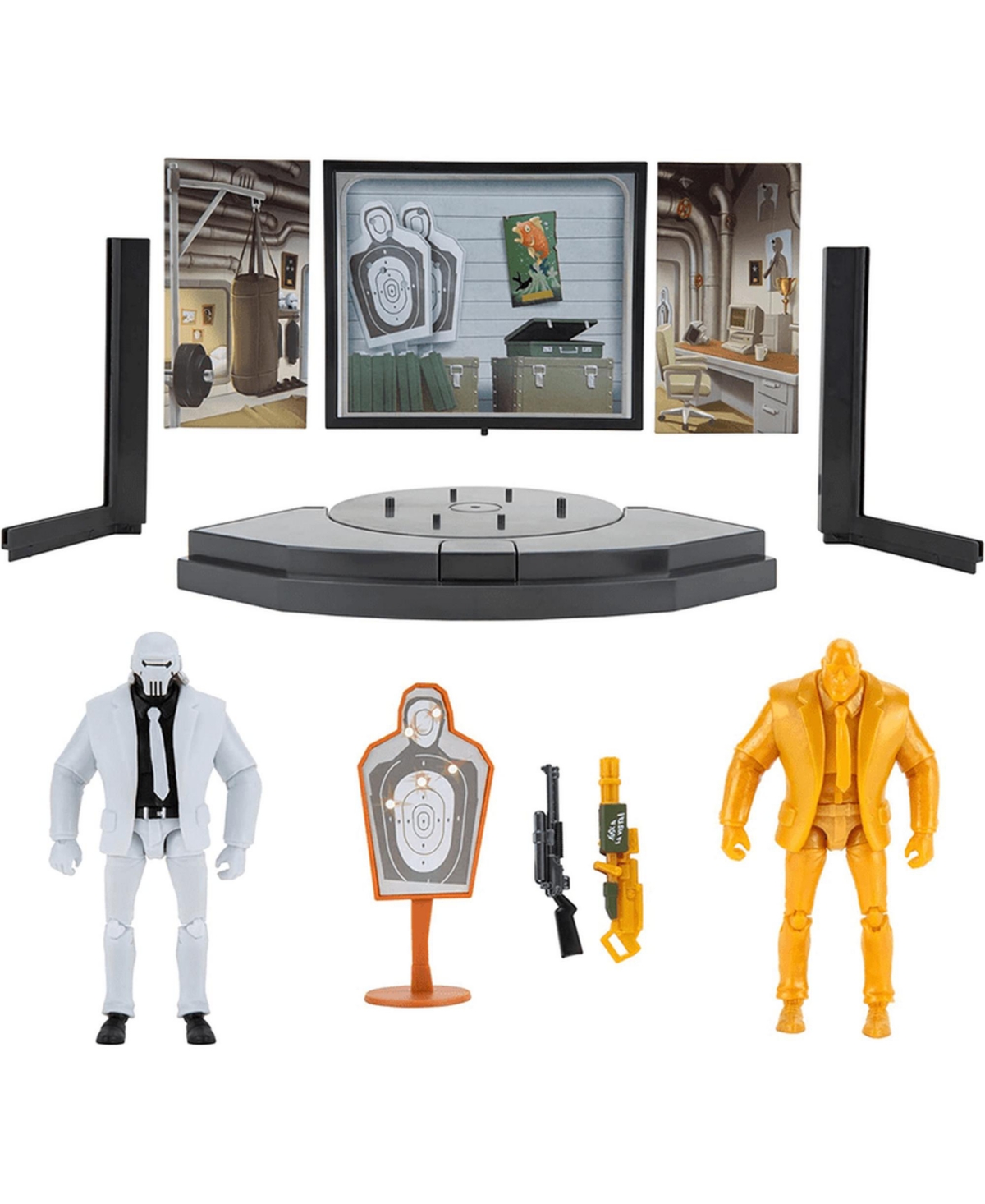 Shop Fortnite 2 Figure Pack Agent's Room Brutus In White,yellow