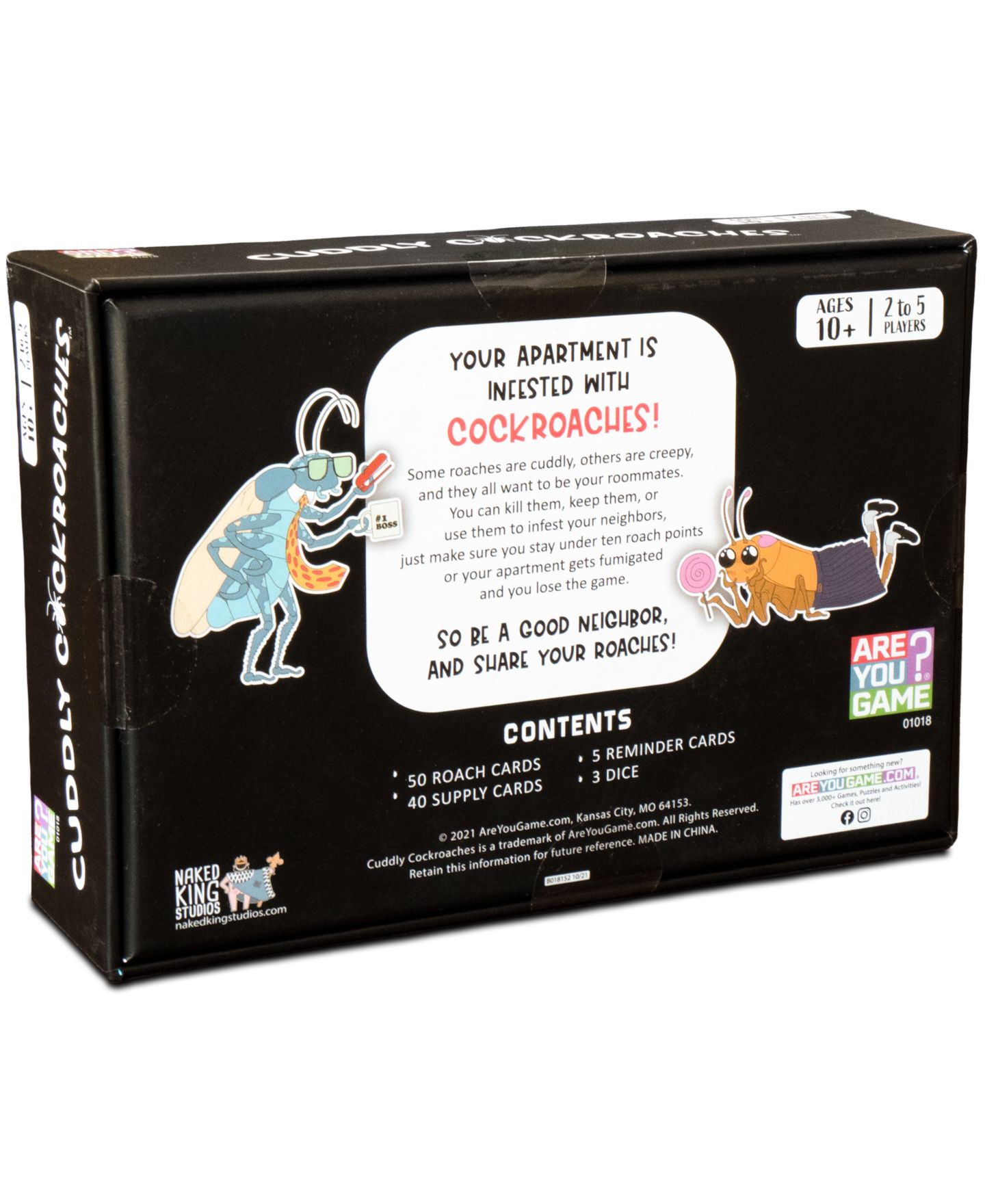 Детские карточные игры Areyougame Cuddly Cockroaches Card Game, 98-Piece Set, Ages 10+ — фото 2