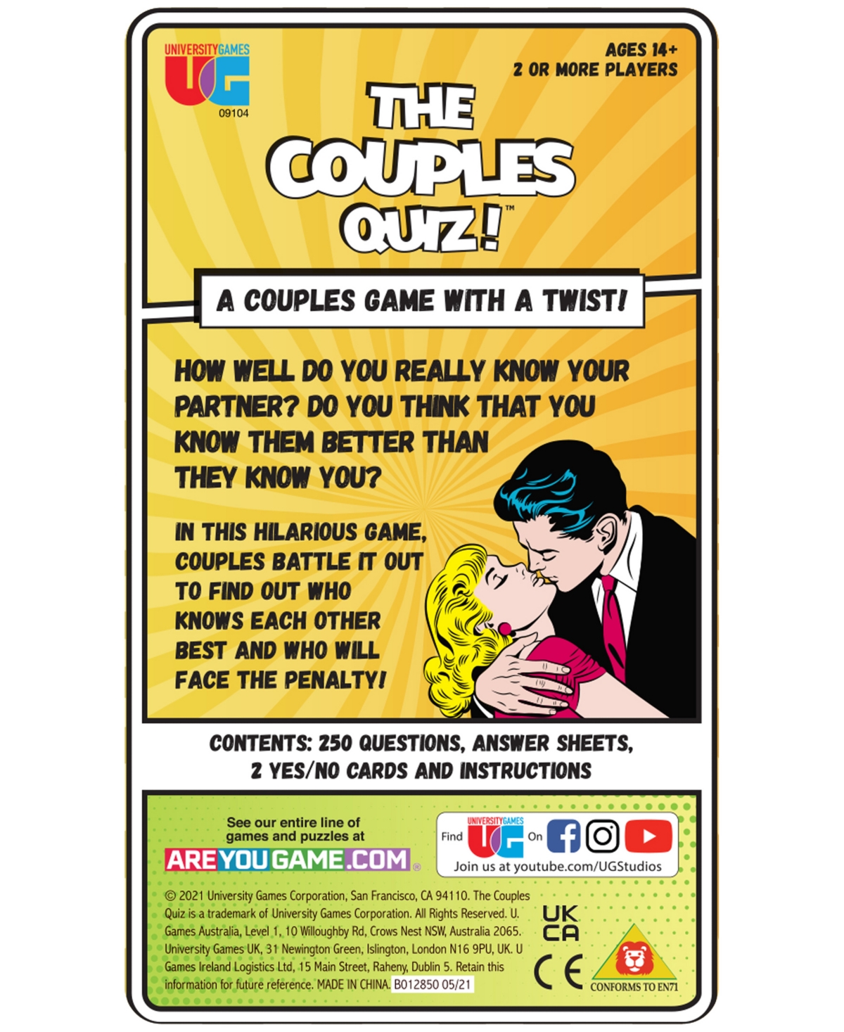 University Games The Couples Quiz Tin Set, 254 Piece In Multi Color
