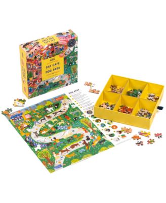 Cat Cafe Dog Park Double-Sided Jigsaw Puzzle Set, 502 Pieces