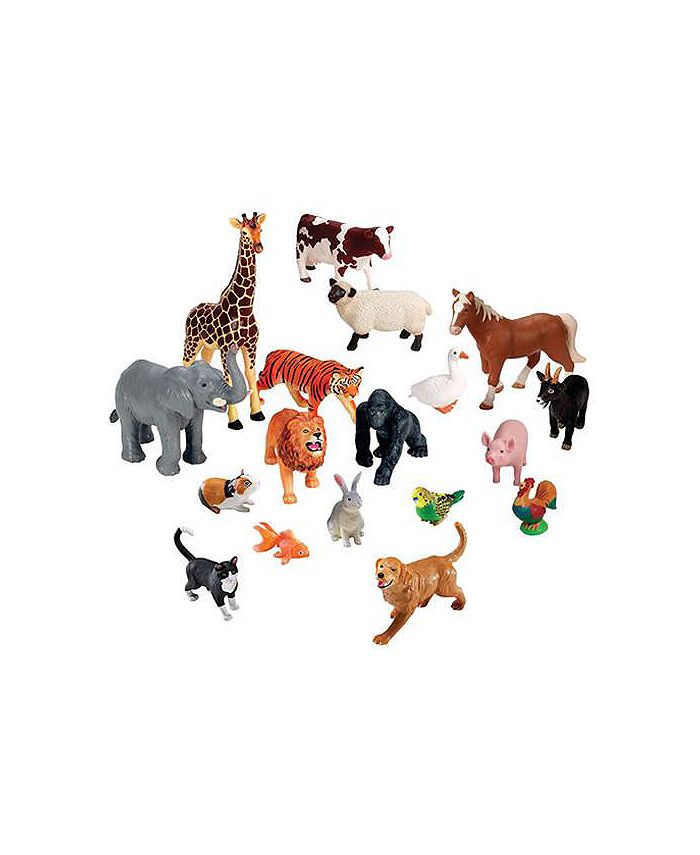 Kaplan Early Learning Company Jumbo Animals Set of 18 Farm, Jungle