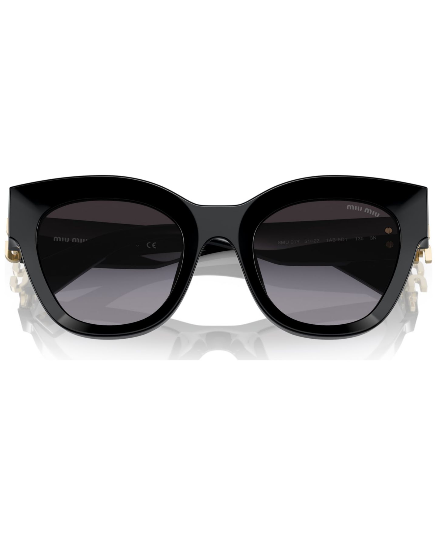 Женские солнцезащитные очки MIU MIU Sunglasses, MU 01YS, цвет: Чёрный — фото 5