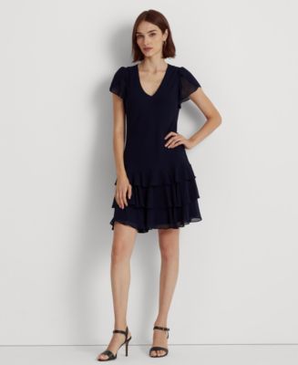 Lauren Ralph Lauren Women's Georgette Drop-Waist Dress - Macy's