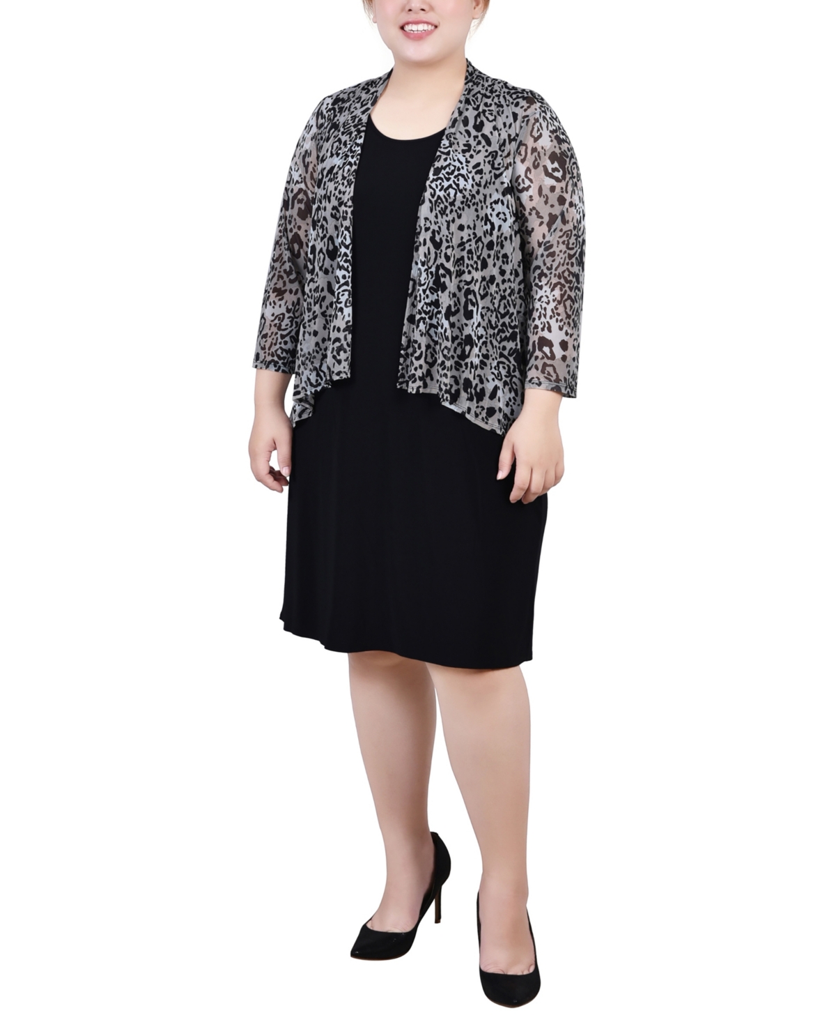 Ny Collection Plus Size Cardigan and Dress Set, 2 Piece