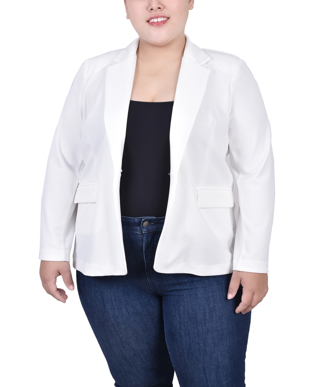 Plus Size Long Sleeve Scuba Crepe Blazer - Tinsel