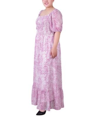 Plus Size Short Sleeve Smocked Maxi Dress